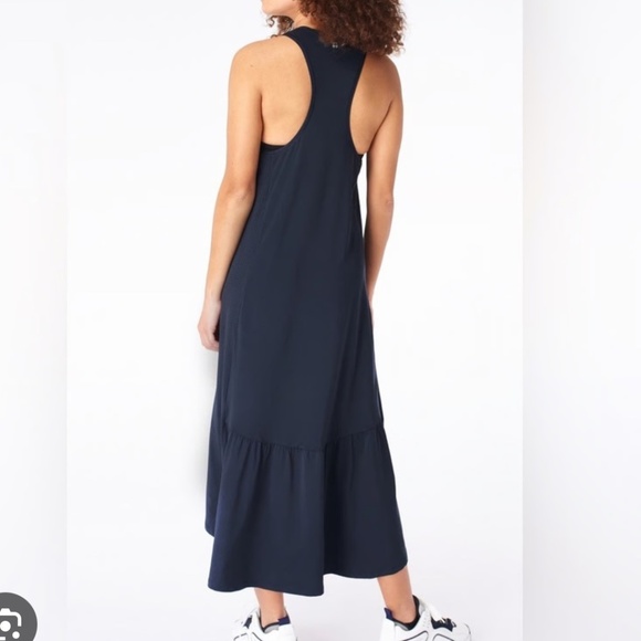 NWT Sweaty Betty Explorer Ace Dress Navy Midi Ruffle Hem Hi Low Blue Sleeveless - Picture 3 of 12